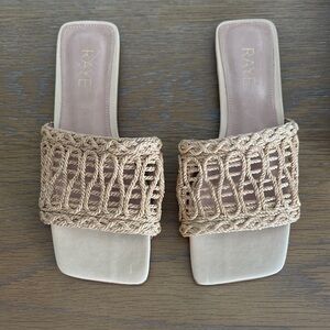 RAYE Beige Woven Slide Sandals